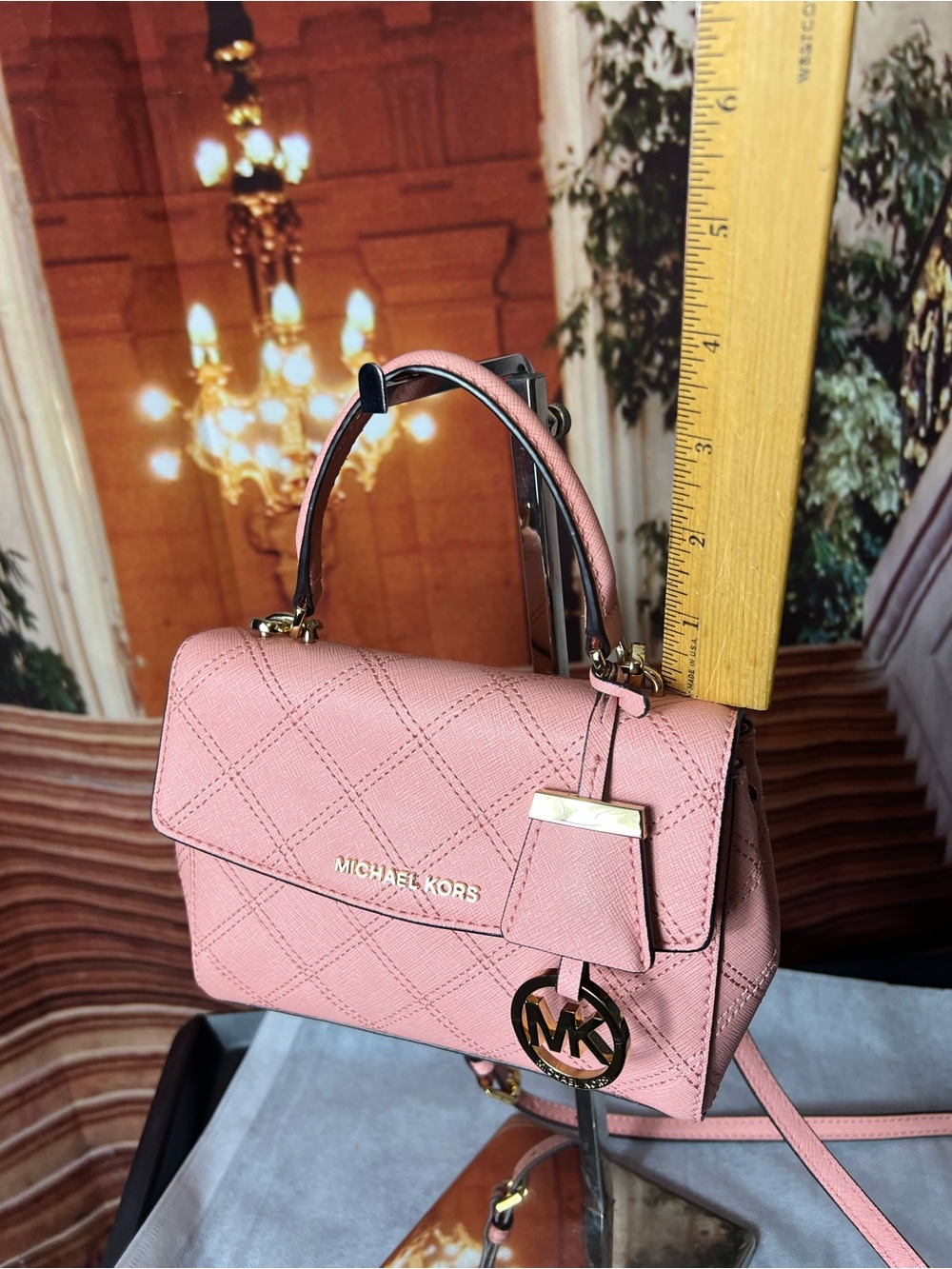 MICHAEL KORS Ava Pink Quilted Leather Top-Handle Crossbody ๐ - Picture 14 of 14